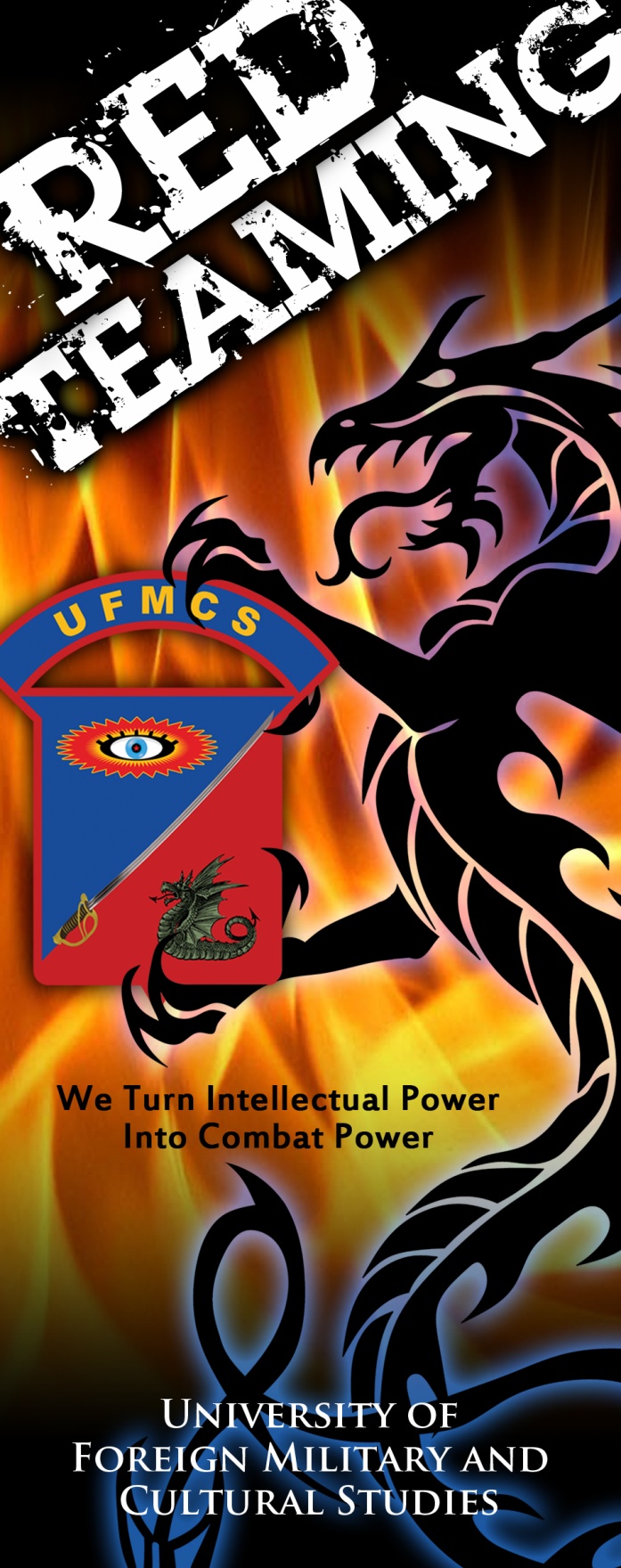 Image of a dragon holding the UFMCS logo